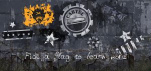Razor Edge Games Epocylipse The AfterFall faction flag painted on wall desert rats